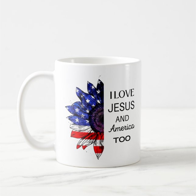 Taza De Café Yo amo a Jesús y a Estados Unidos también (Izquierda)