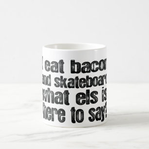 Taza De Café Yo como el tocino y el monopatín