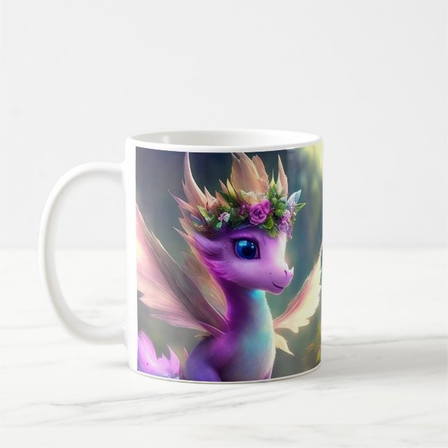 Taza De Café Yo creo en lo maravilloso (Dragón de hadas púrpura (Izquierda)