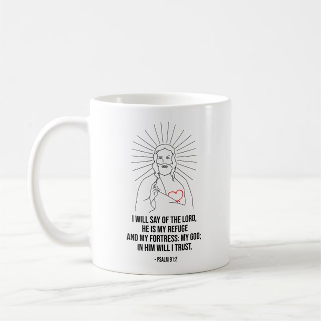 Taza De Café Yo Diré De Jehovah, Él Es Mi Refugio. (Izquierda)