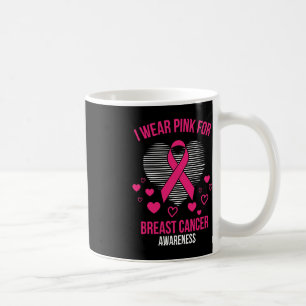 Taza De Café Yo llevo cinta rosada corazón Guay cáncer de mama