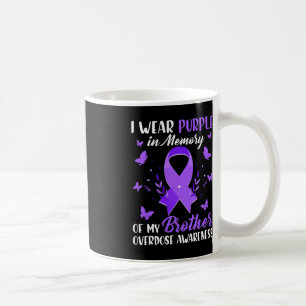 Taza De Café Yo Llevo Púrpura En Memoria De Mi Hermano Sobredos