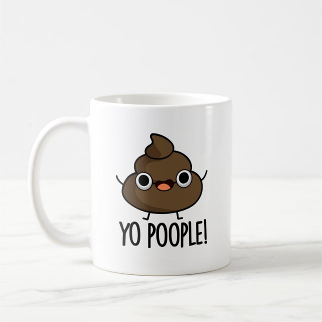 Taza De Café Yo Poopla Funny Poop Pun (Izquierda)