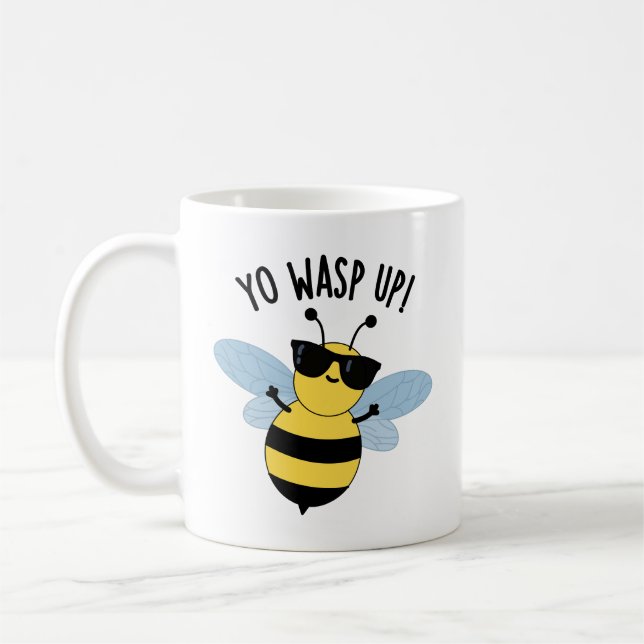 Taza De Café Yo Wasp Up Funny Bug Pun (Izquierda)