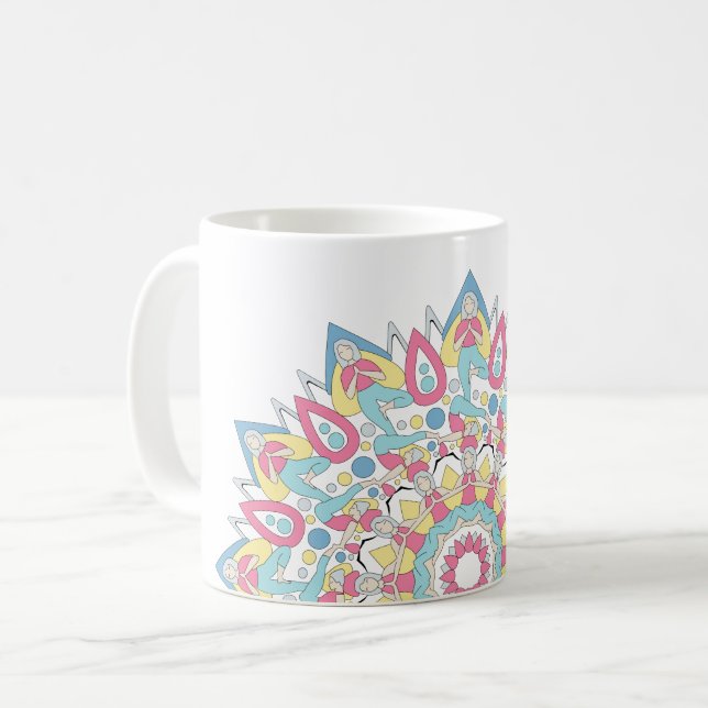 Taza De Café Yoga Mandala with Three Poses Pattern (Anverso izquierdo)