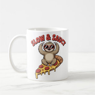 Taza De Café Yoga Perezoso Divertido Pizza Lenta y Sabrosa
