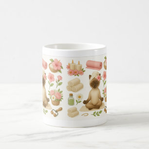 Taza De Café Yoga Pose para los amantes del gato siamés