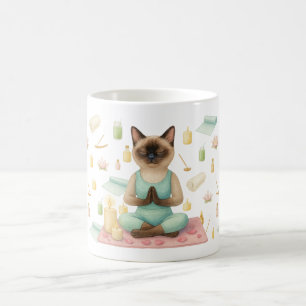 Taza De Café Yoga Pose para los amantes del gato siamés