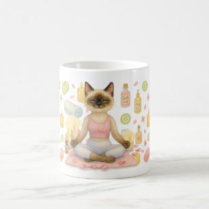 Taza De Café Yoga Pose para los amantes del gato siamés