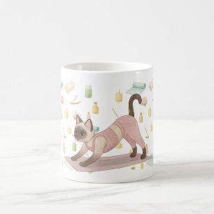 Taza De Café Yoga Pose para los amantes del gato siamés
