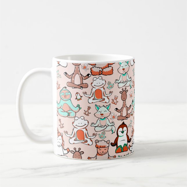 Taza De Café Yoga poses pattern | Yoga seamless pattern 51 (Izquierda)