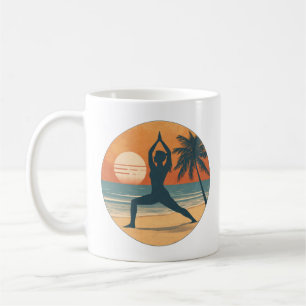 Taza De Café Yoga Silueta de Atardecer en la Playa Vida de Yo