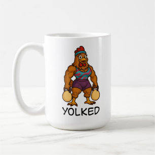 Taza De Café Yolked Hen – divertido kettlebell fuerte de pollo