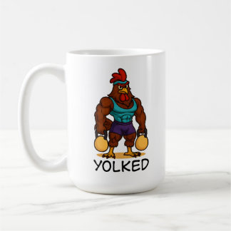 Taza De Café Yolked Rooster – Funny Strong Chicken Kettlebell