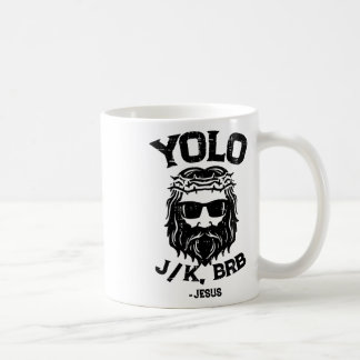 Taza De Café Yolo Jk Brb Jesús Divertido Día de Pascua Resurrec