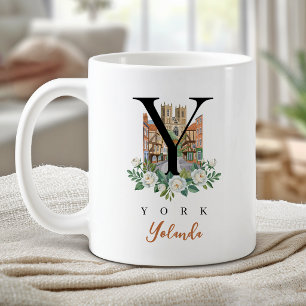 Taza De Café York Inglaterra Monograma Letra Y Regalo Personali