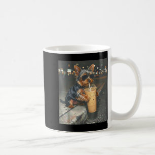 Taza De Café Yorkie bebiendo café helado meme divertido de anim