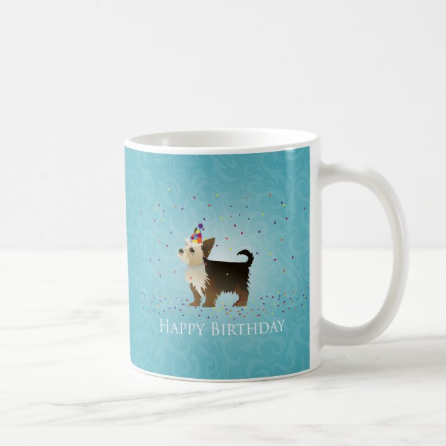 Taza De Café Yorkie Birthday Design (Derecha)