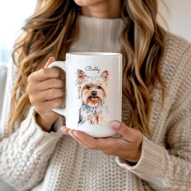 Taza De Café Yorkie de acuarela personalizada (Subido por el creador)
