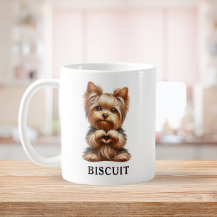 Taza De Café Yorkie de mascota lindo creando un corazón con pat