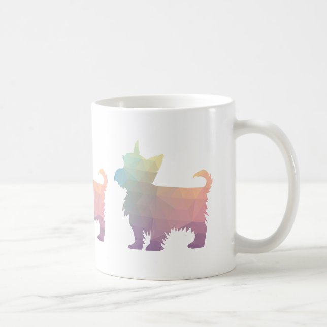 Taza De Café Yorkie Geometric Pattern Silhouette Pastel (Derecha)