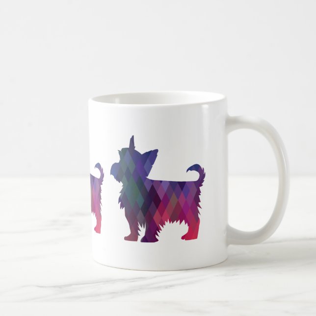 Taza De Café Yorkie Geometric Pattern Silhouette Purple (Derecha)