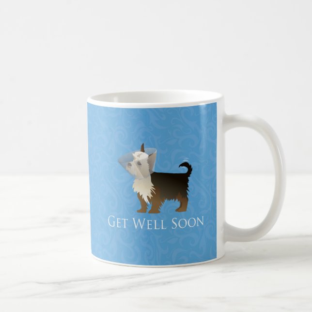 Taza De Café Yorkie Get Well Design (Derecha)