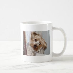 Taza De Café Yorkie mirando por la esquina