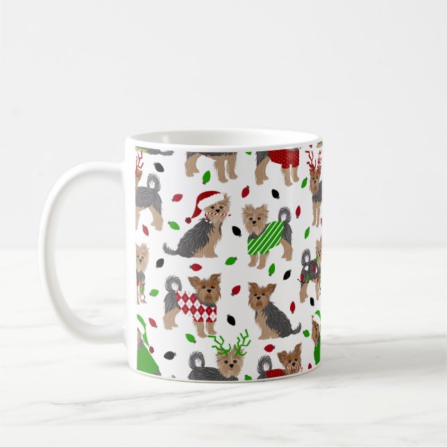 Taza De Café Yorkie Navidades Yorkshire Terrier Dog (Izquierda)