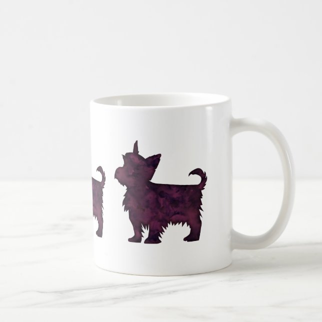 Taza De Café Yorkie Purple Watercolor Silhouette (Derecha)