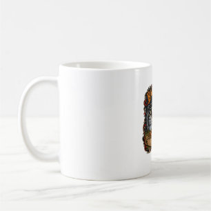Taza De Café Yorkie Vaquero Gallinas de Cementerio Halloween