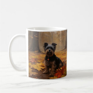 Taza De Café Yorkipoo en Otoño Hojas Caídas Inspiran