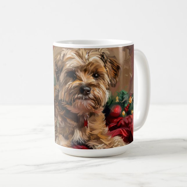 Taza De Café Yorkipoo Perro Festivo de Navidad (Anverso derecho)