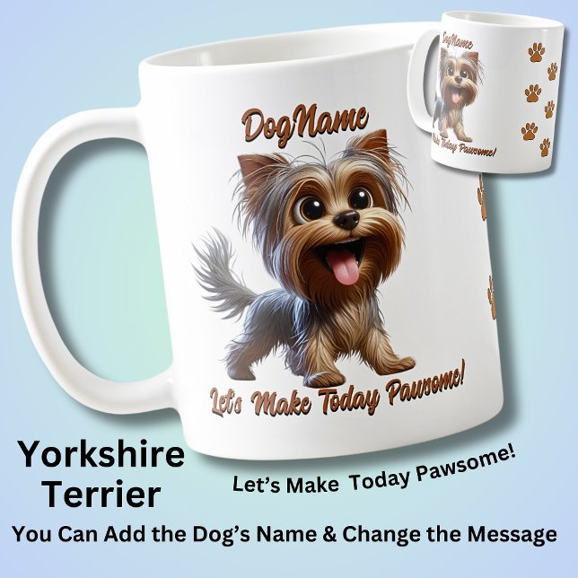 Taza De Café Yorkshire Terrier - Añadir nombre de perro, cambia (Subido por el creador)
