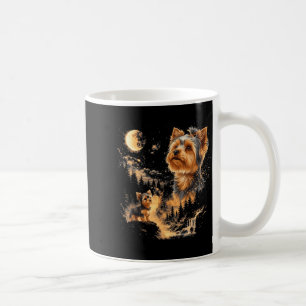 Taza De Café Yorkshire Terrier Aullando a la Luna Arte Gráfico