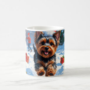 Taza De Café Yorkshire Terrier en la nieve con sombrero de Navi