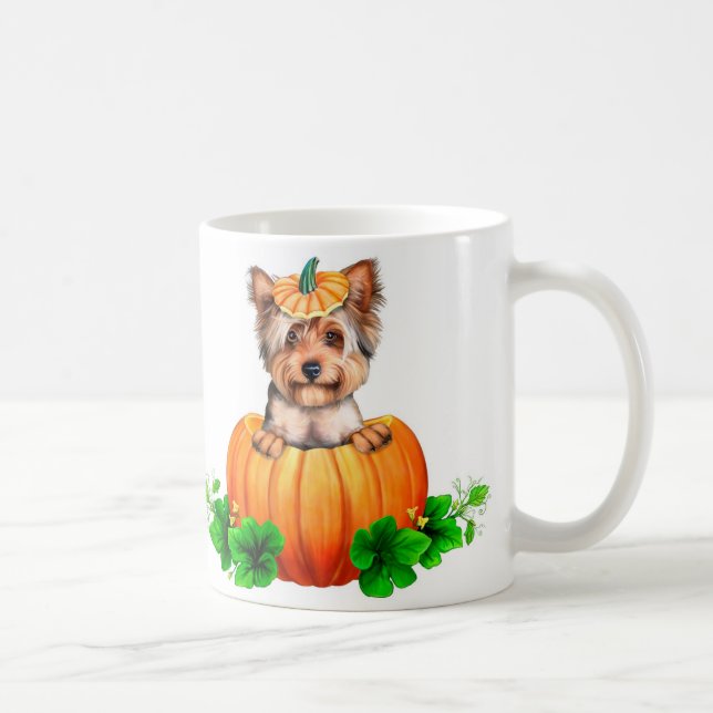 Taza De Café Yorkshire Terrier Halloween Jack-O-Lantern (Derecha)