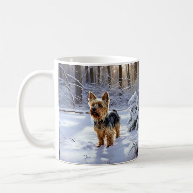 Taza De Café Yorkshire Terrier Let It Snow Navidades (Izquierda)