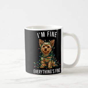 Taza De Café Yorkshire Terrier Navidad Estoy Bien Todo Está