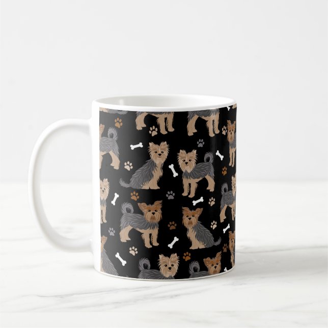 Taza De Café Yorkshire Terrier Paws and Bones Yorkie Dog (Izquierda)