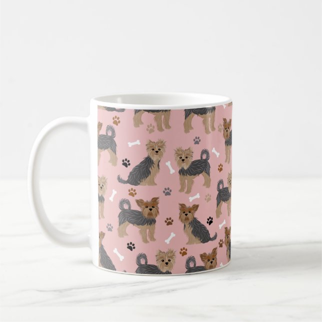 Taza De Café Yorkshire Terrier Paws and Bones Yorkie Dog (Izquierda)