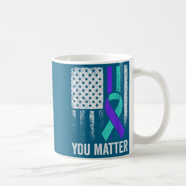 Taza De Café You American Flag Teal Purple Men Mental Health  (Derecha)