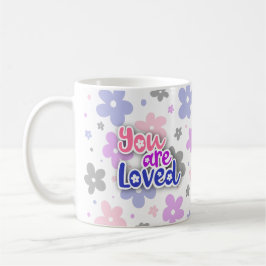 Taza De Café You Are Loved Flowers Genderfluid Pride Lettering