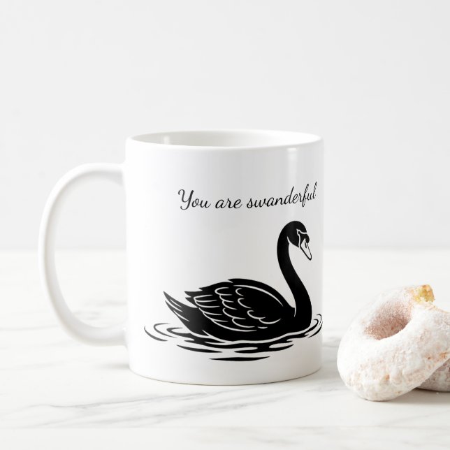 Taza De Café You are swanderful black swan Funny Goth Gift (Con donut)