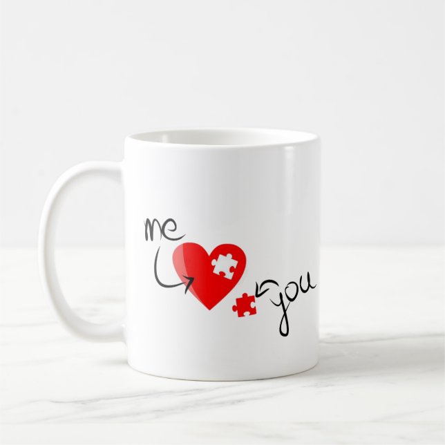 Taza De Café You Complete Me" Heart Puzzle – Gift for Couples (Izquierda)