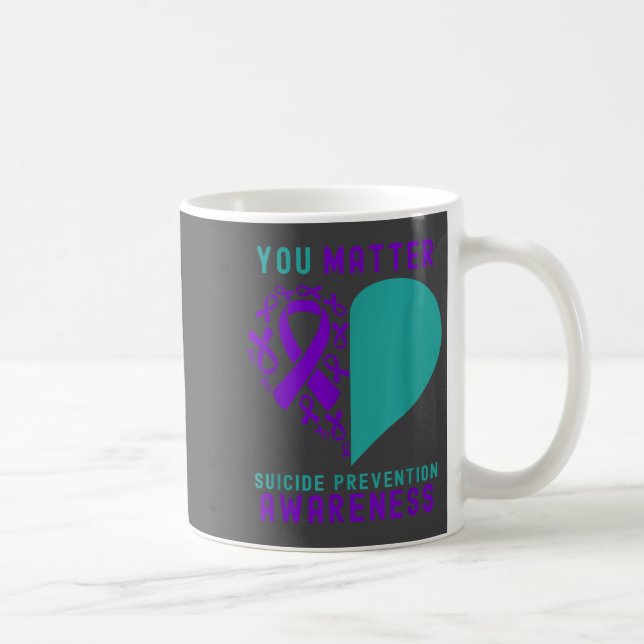 Taza De Café You - Heart &amp; Ribbon Design Suicide Prevention (Derecha)