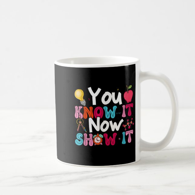 Taza De Café You Know It Now Show It Testing Day Motivational T (Derecha)