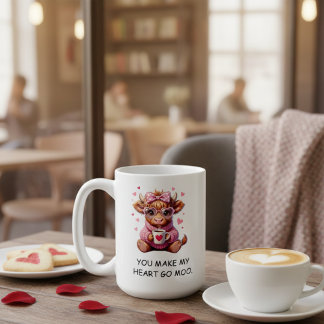Taza De Café You Make My Heart Go Moo Funny Valentines  Day
