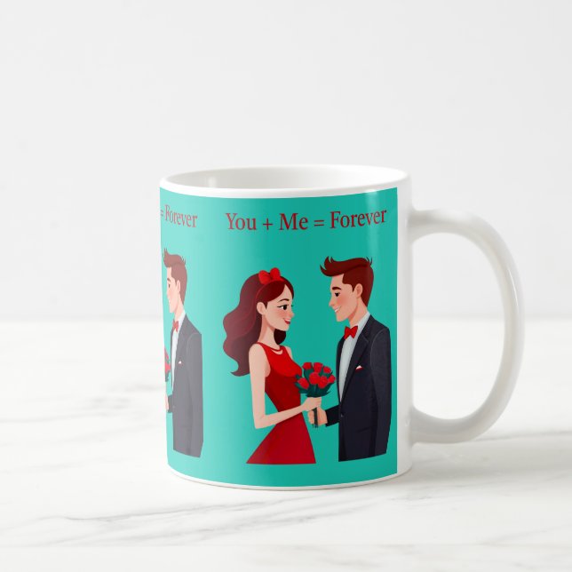 Taza De Café You + Me = Forever Romantic Couple Mug (Derecha)