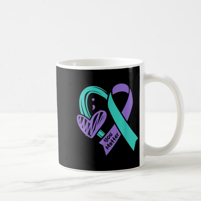 Taza De Café You Suicide Prevention Awareness Teal Purple Heart (Derecha)